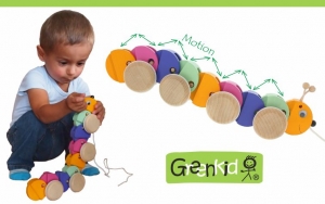 Greenkid wooden pull-along toys. Wooden caterpillars for boys and girls. Abafactory the Czech manufacturer of quality wooden toys.
