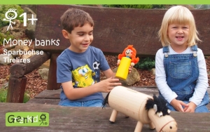 Greenkid wooden toys and decoration for children's rooms. Wooden money bank for boys and girls Pipi and horse. Abafactory the Czech manufacturer of quality toys.